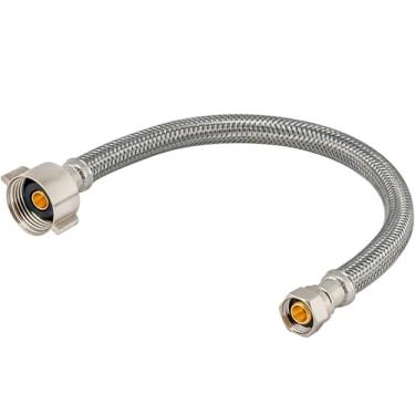 Imagem de Eastman Conector de vaso sanitário flexível 48088, mangueira trançada de aço inoxidável com porcas Ballcock, entrada de compressão de 7/8" B/C x 3/8", comprimento de 30 cm