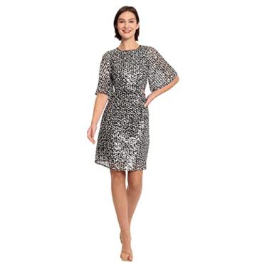 Imagem de Donna Morgan Vestido feminino de paetês para festas e eventos, Preto/branco, 38