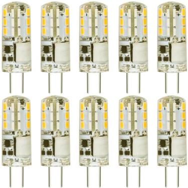 Imagem de AIMEOKO Lâmpada LED G4 2W CA/CC 12V 10W-20W equivalente à lâmpada de halogênio T3, branco quente suave 2700K, não reguláveis JC Bi Pin G4, para iluminação doméstica de candelabro de paisagem, pacote com 10