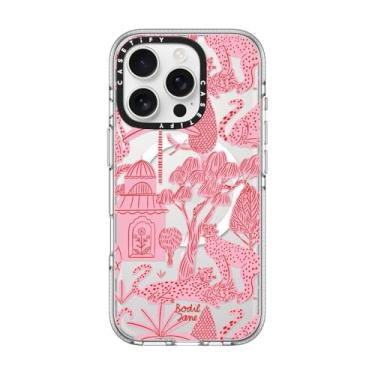 Imagem de CASETiFY Capa transparente para iPhone 16 Pro [não amarela/2 m. Proteção contra quedas de grau militar/Magsafe] - Cheetah Paradise Pink - Transparente