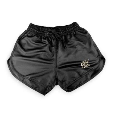 Imagem de Short Feminino Moda Praia Tactel Estampado - RELAXADO, Preto good vibe