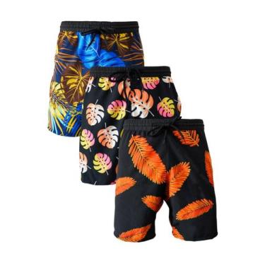 Imagem de KIT 3 Bermudas Praia Masculina Short Tactel com elastano - KS, Estampa