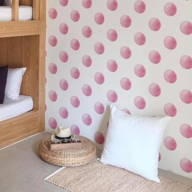 Imagem de Papel De Parede Adesivo Poá Aquarela Rosa N06010 0,58X2,5M - Adesivo B