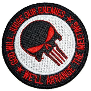 Imagem de Caveira Deus Julgará Patch Bordado Termo Adesivo Para Camisa - BR44