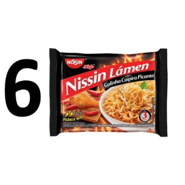 Imagem de Pack Com 6x Macarrão Lámen Galinha Picante Nissin Miojo 85g