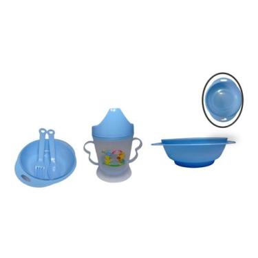 Imagem de Kit Prato Infantil Com Copo e Talher Prato Para Papinha - Abelhinha Pr