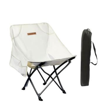Imagem de Cadeira Dobrável Portátil Com Bolso Suporta 140kg Pesca Camping - Toma