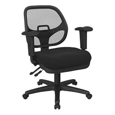 Imagem de Office Star Cadeira de escritório ergonômica com encosto ProGrid com suporte lombar integrado e ajuste de altura, assento de tecido preto com ícone