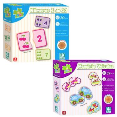 Imagem de Kit Brinquedo Educativo Infantil Numeros 1 Ao 10 Madeira E Jogo Da Mem