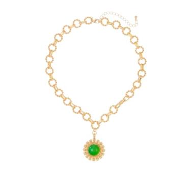 Imagem de SHANG JIURUI Colar de coração de sol feminino com pingente de ágata e girassol colar com pingente de pedra preciosa delicada, colares modernos para mulheres, Medium, Latão, Ágata