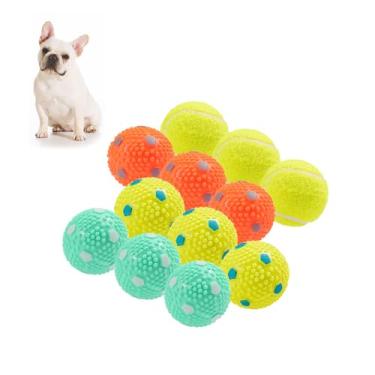 Imagem de WIGGLYTAIL Bolas para cães 12 unidades, 9 bolas de látex e 3 bolas de tênis para cães pequenos e médios - para lançador automático de bolas para cães (bolas de 5 cm)