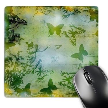 Imagem de 3dRose Mouse Pad Amarelo e Verde Borboleta Jardim Abstrato, 20 x 20 cm (mp_152018_1)