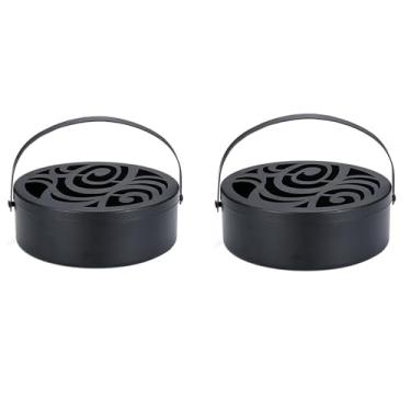 Imagem de TOPINCN 2 PCS Suporte de Bobina de Ferro Portátil retrô Com Alça Suporte de Incenso Redondo à Prova de Fogo, Queimador de Incenso Em Bobina Com Tampa para Uso Externo, Deck, Pátio
