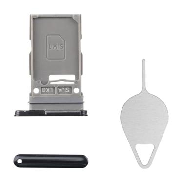 Imagem de BESJMYT Substituição da bandeja do cartão SIM para Samsung Galaxy S22 5G (versão SIM único) Phantom Black Card Slot Holder Holder Adapter with Needle Ejector for S22 5G SM-S901U SM-S901U1
