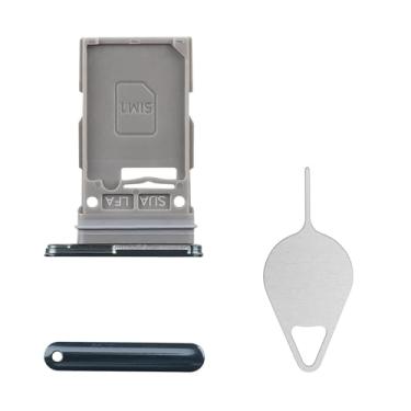 Imagem de BESJMYT Substituição da bandeja do cartão SIM para Samsung Galaxy S22 5G (versão SIM único) Adaptador de suporte de slot de bandeja de cartão verde com ejetor de agulha para S22 5G SM-S901U SM-S901U1