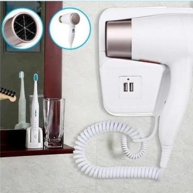 Imagem de Secador 110V de Parede Branco Compacto para Hotéis e Piscinas  com Fun