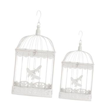 Imagem de Fenteer Tabela de capa de pássaro floral de estilo vintage Tabela superior de peças centrais em forma quadrada Ornamento de gaiola de flores criativas para