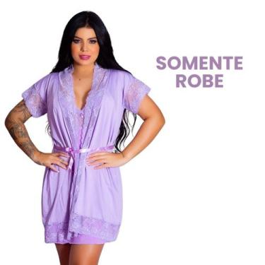 Imagem de Robe Feminino Noiva Sexy Renda Luxo Roupão de Banho Kimono Roupa de Do