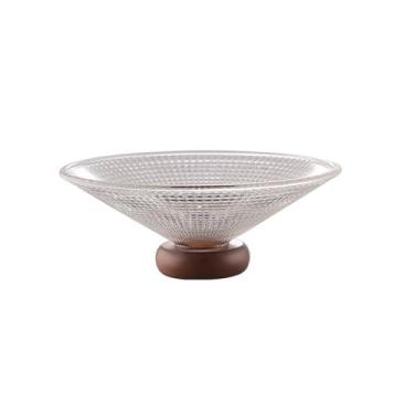 Imagem de Prato de frutas de vidro de pernas altas para uso doméstico em estilo japonês, prato de doces, bandeja de lanche para mesa de chá da recepção - quadrado pequeno