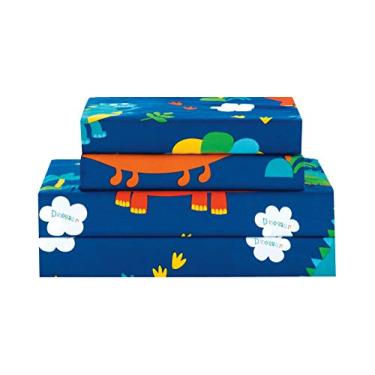 Imagem de Sapphire Home Jogo de lençol de 4 peças de dinossauro Queen para crianças - Jogo de lençol e fronha infantil - decoração de quarto de dinossauro para meninos - tamanho Queen