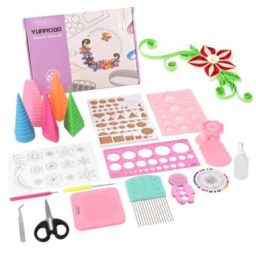 Imagem de YURROAD Kit de ferramentas de quilling de papel com 19 peças, tiras de papel, conjunto de ferramentas DIY com caneta ranhurada, placa de quilling, pente de curling coach, crimpador, borda, Buddy