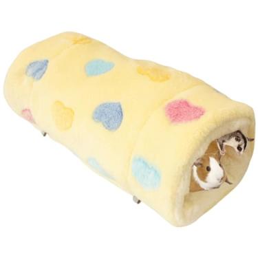 Imagem de Copfeu Túnel de pendurar para animais pequenos, brinquedos de hamster pendurados, acessórios de gaiola de rede para chinchila, furão, esquilo, porquinho-da-índia, rato, brincar dormindo (amarelo,