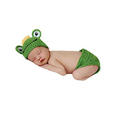 Imagem de Adereços de fotografia de bebê, sapo, fofo, chapéu, calças, roupas de malha, acessórios para sessão de fotos, para meninos e meninas, verde, 0 a 3 meses, Verde, 0-3 month