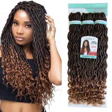 Imagem de Cabelo Dread Faux Locs Goddess Curl Cherey 60cm 260g, T1B/30