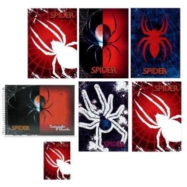 Imagem de Kit 7 Caderno Spider Brochurão Capa Dura 96 Folhas Costurado
