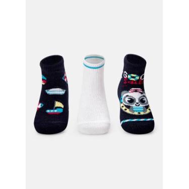 Imagem de Kit com 3 Meias Soquetes Recém-Nascido Panda - Puket, 5 A 8M