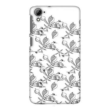 Imagem de AMZER Capa traseira rígida de encaixe com design feito à mão e slim fit para HTC Desire 826 - repetição de conchas marinhas - cor HD transparente, capa traseira ultra leve