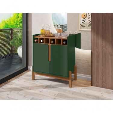 Imagem de Barzinho Lizz Com Adega E 2 Portas Verde Oliva/Cedro