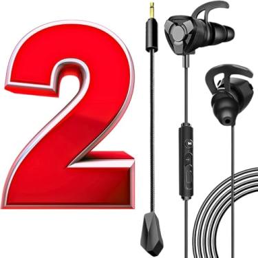 Imagem de Kit 2 Fones de Ouvido Gamer Com Fio e Microfone Flexível Headset para jogos online mobile in-ear compatível Celular Console pc computador notebook video game