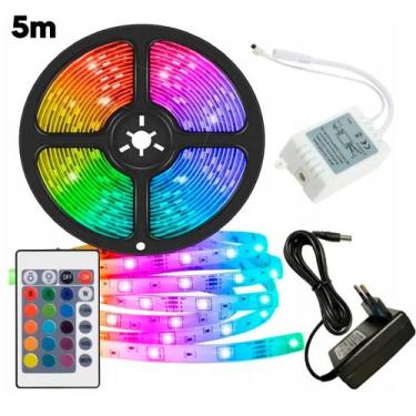 Imagem de Fita Led Rgb 5m Luz Digital Controlador Decoração Colorido - LED 5M