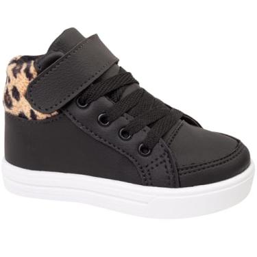 Imagem de Sapatenis Feminina Infantil Tenis Cano Alto Infantil Menina Preto e Rosa (Preto, BR, Criança de 9 a 12 anos, Numérico, 20)