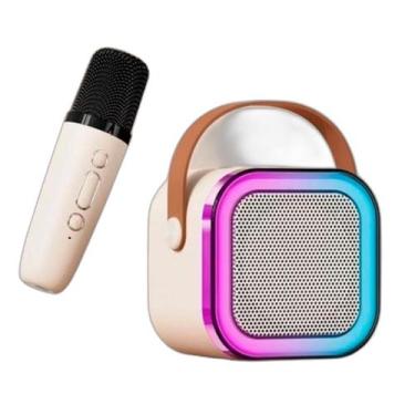 Imagem de Caixinha Som Karaokê Bluetooth Microfone Caixa Led Rgb Sem - Correia E