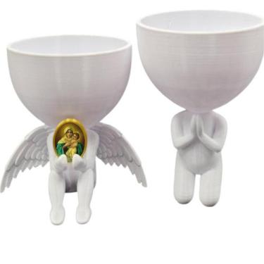 Imagem de Kit Decoração Santa Mãe Rainha Anjinho Relicario  Oração - Point da Fe