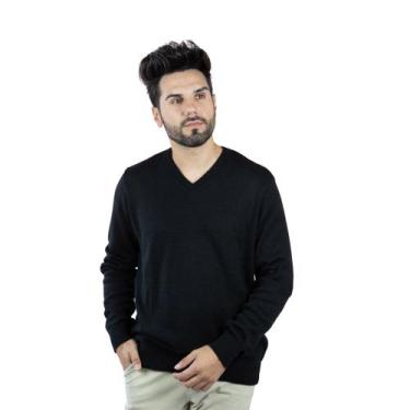 Imagem de Blusa Suéter Masculino Em Tricot Frio Casaco Grosso - KantyLan, Preto,