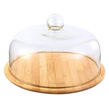 Imagem de RVGOJHYF Forma de bolo com suporte de bolo, prato de degustação de bolo, servidor de chips e molho de vidro transparente, cobertura de preservação de alimentos, bandeja de armazenamento de frutas