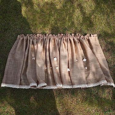 Imagem de RIAAJ Cortina de cozinha curta cortinas semi-transparentes, cortina de filtro de luz de tecido transparente leve, para varandas, armários, cortinas curtas para cafeteria W150 x L90 cm