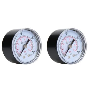 Imagem de 2 Peças Medidor de Pressão de Ar Montagem Traseira Bspt Ponteiro de Escala Dupla Tipo Mostrador Transparente Com Caixa Externa de Metal para Medição Precisa de Pressão
