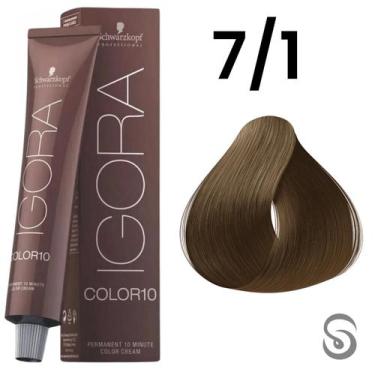 Imagem de Schwarzkopf Igora COLOR10 Coloração 7/1 Louro Médio 60ML, UNICA