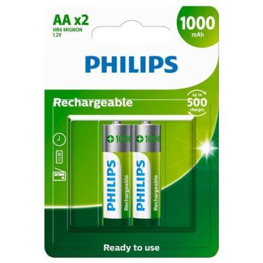 Imagem de 02 Pilhas Aaa Recarregáveis 1000mah Philips
