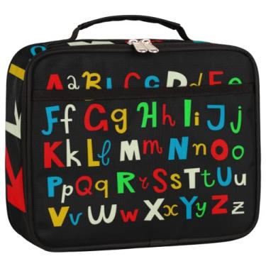 Imagem de YoCosy Lancheira infantil para meninos e meninas, colorida, fofa, com isolamento do alfabeto, lancheira, reutilizável, pequena bolsa térmica, recipientes de refeição, kit para viagens escolares