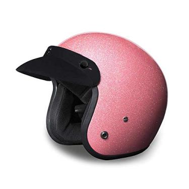 Imagem de Capacete de motocicleta Daytona Helmets Cruiser de rosto aberto - Flake de metal rosa 100% aprovado pelo DOTDaytona Helmets "Leading The Way In Quality Headgear" Medium rosa DC7-P-M