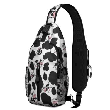 Imagem de Mochila tiracolo de vaca mini bolsa tiracolo resistente à água com alça de peito ajustável para esportes ao ar livre, caminhada, ciclismo, esportes – presentes femininos para amantes de vacas