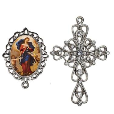 Imagem de Crucifixo Arabesco Terço de Noiva Relicario Nossa Senhora Desatadora N