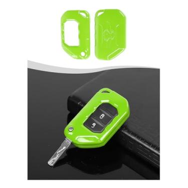 Imagem de Hoolcar Capa de porta-chaves com proteção inteligente de controle remoto compatível com Jeep Wrangler JL JLU e Gladiator JT 2018-2025, verde claro