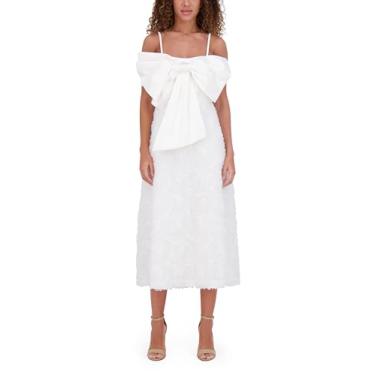 Imagem de kensie Vestido maxi feminino sem mangas com gola quadrada, Branco, 44