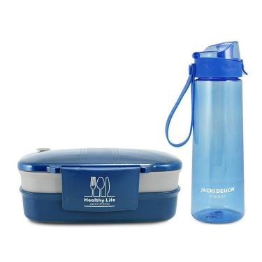 Imagem de Conjunto De Garrafa E Pote De Marmita 2 Andares Azul